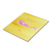 onderwaterroze zeemeermin zwemmen tegeltje (Zijkant)