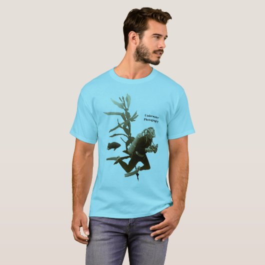 Onderwaterscène met  duiker en camera t-shirt (Voorkant volledig)