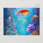 Onderwaterscène met grappige vis briefkaart (Voorkant)