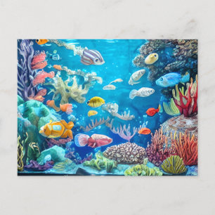 Onderwaterscène met grappige vis briefkaart