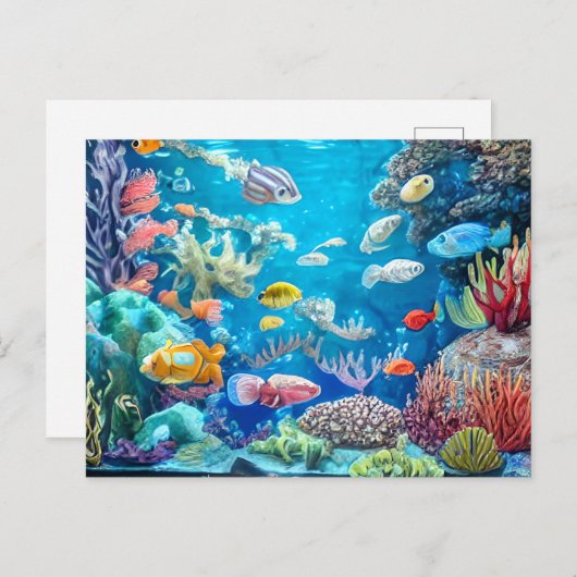 Onderwaterscène met grappige vis briefkaart (Voorkant / Achterkant)