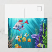 Onderwaterscène met Hyper Realistic Fish Briefkaart (Voorkant / Achterkant)