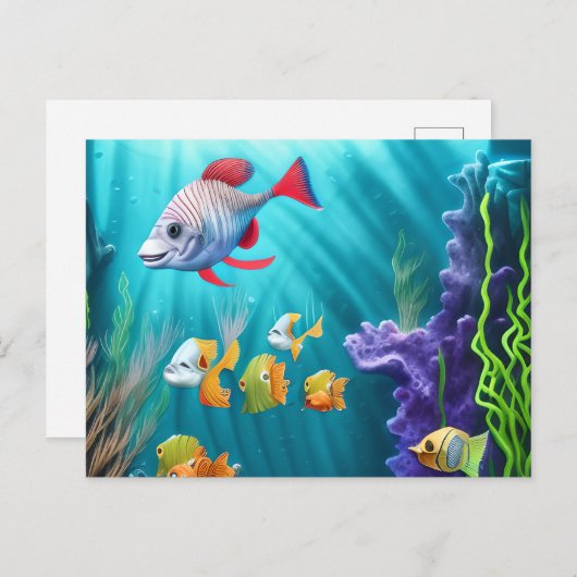 Onderwaterscène met Hyper Realistic Fish Briefkaart (Voorkant / Achterkant)