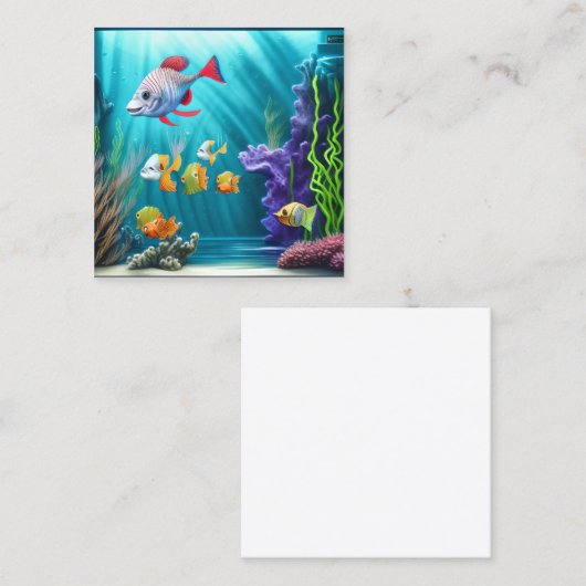 Onderwaterscène met Hyper Realistic Fish Vierkante Visitekaartje (Voorkant / Achterkant)