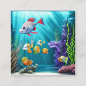 Onderwaterscène met Hyper Realistic Fish Vierkante Visitekaartje (Voorkant)