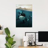 Onderwaterscène met orca poster (Thuiskantoor)