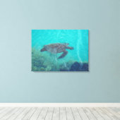 Onderwaterschildpad Kiholo Bay Hawaii canvas print (Insitu (Houten vloer))