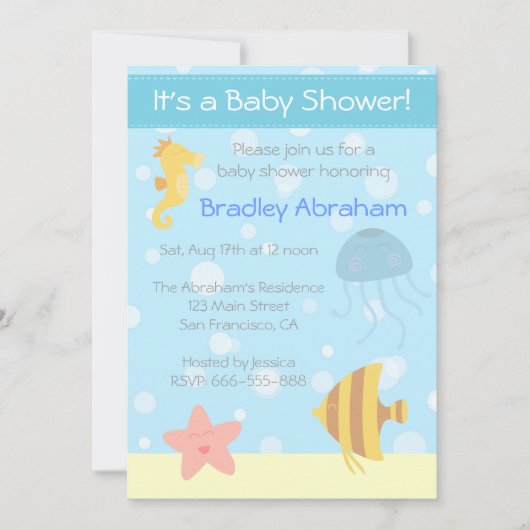Onderwaterthema Baby shower uitnodigen Kaart (Voorkant)