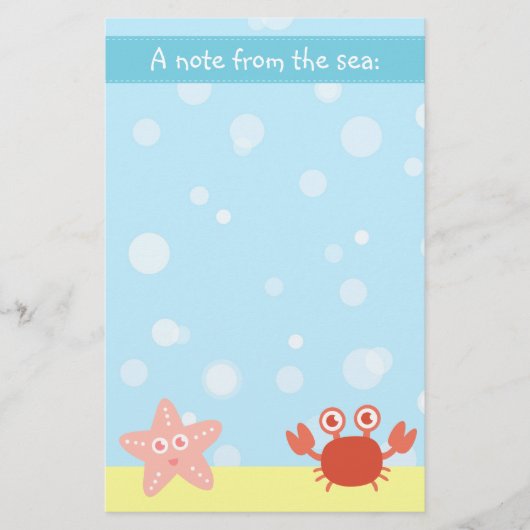 Onderwaterthema met Starfish en Crab Briefpapier (Voorkant)