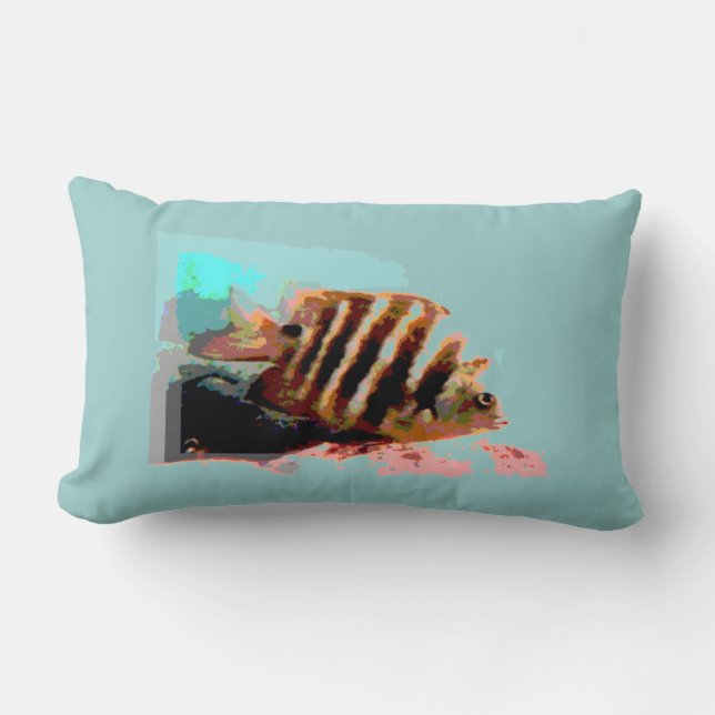Onderwatervis (blauwgroen) Pillow Kussen (Voorkant)