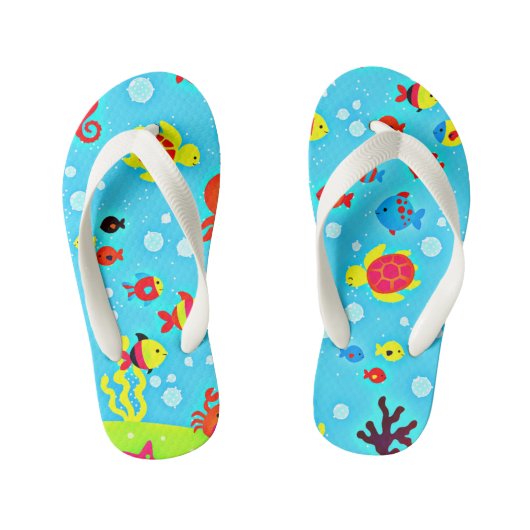 Onderwatervrienden, schattig en kleurrijk. kinder teenslippers (Voetbed)