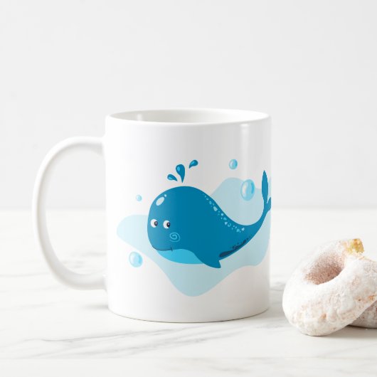 Onderwaterwereld. Het leven in de oceaan. Kawaii B Koffiemok (Met donut)