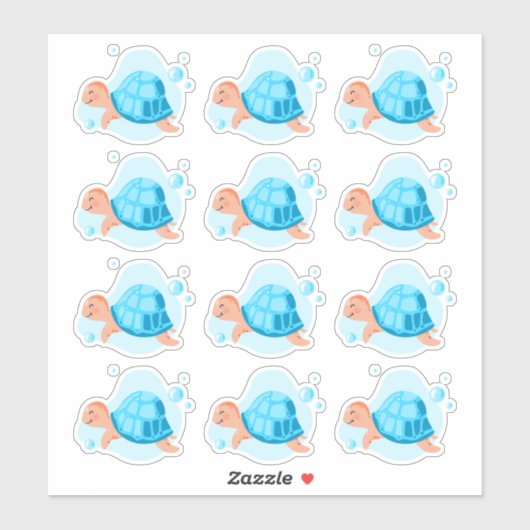 Onderwaterwereld. Het leven in de oceaan. Schattig Sticker (Vel)