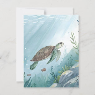Onderwaterwereld met schildpad briefkaart
