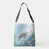 Onderwaterwereld met schildpad crossbody tas (Achterkant)