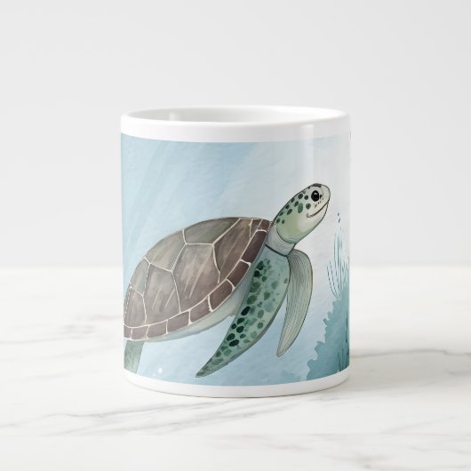 Onderwaterwereld met schildpad grote koffiekop (Voorkant)