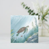 Onderwaterwereld met schildpad kaart (Staand voorkant)