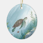Onderwaterwereld met schildpad keramisch ornament (Links)