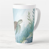 Onderwaterwereld met schildpad latte mok (Rechterhoek)