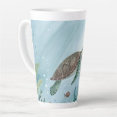 Onderwaterwereld met schildpad latte mok (Linkerhoek)