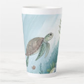Onderwaterwereld met schildpad latte mok (Voorkant)