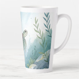Onderwaterwereld met schildpad latte mok