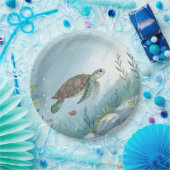 Onderwaterwereld met schildpad papieren bordje (Feest)