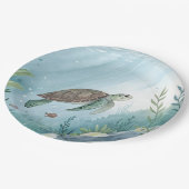 Onderwaterwereld met schildpad papieren bordje (Gekanteld)