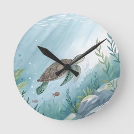 Onderwaterwereld met schildpad ronde klok