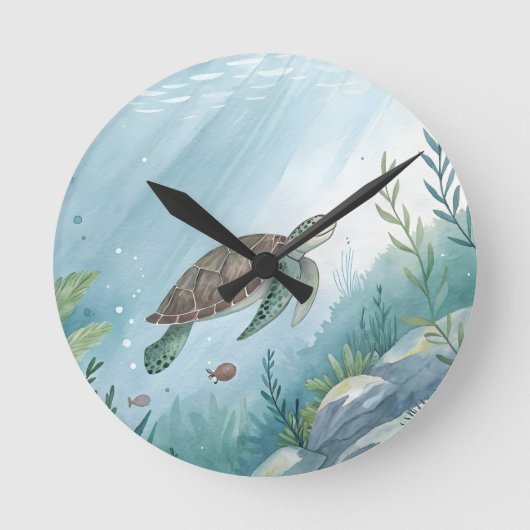 Onderwaterwereld met schildpad ronde klok (Voorkant)