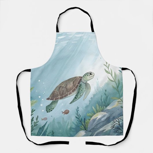 Onderwaterwereld met schildpad schort (Voorkant)