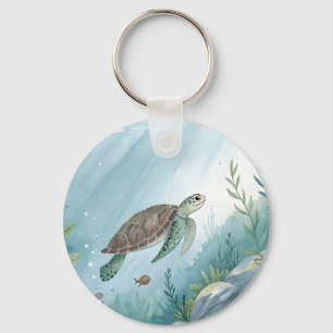 Onderwaterwereld met schildpad sleutelhanger
