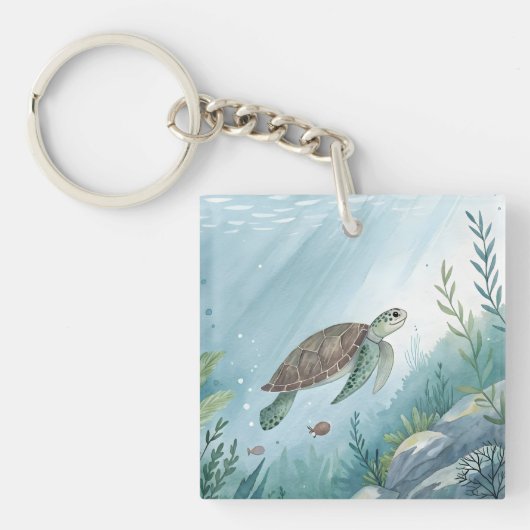 Onderwaterwereld met schildpad sleutelhanger (voorkant)