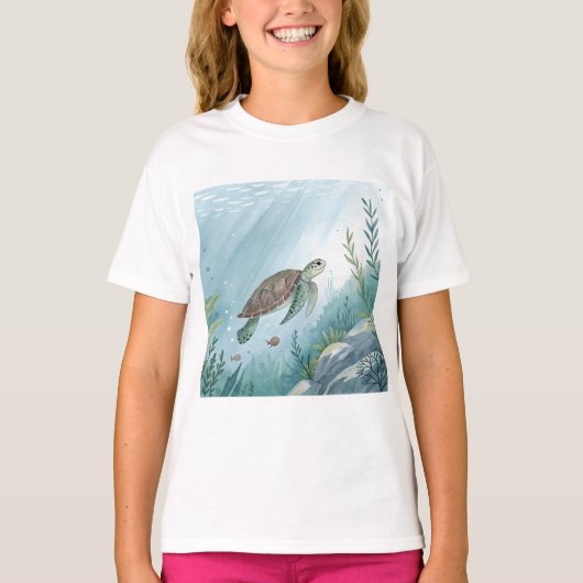 Onderwaterwereld met schildpad t-shirt (Voorkant)