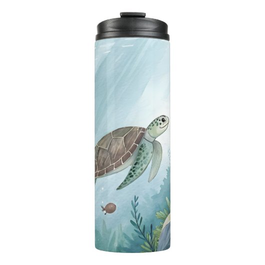 Onderwaterwereld met schildpad thermosbeker (Voorkant)