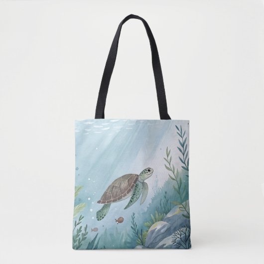 Onderwaterwereld met schildpad tote bag (Voorkant)