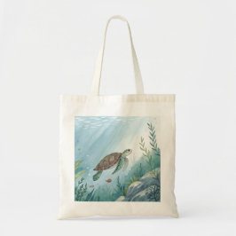 Onderwaterwereld met schildpad tote bag