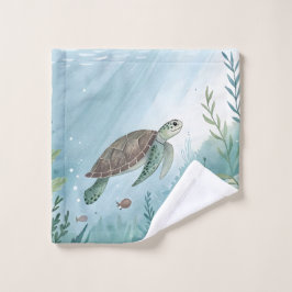 Onderwaterwereld met schildpad washandje