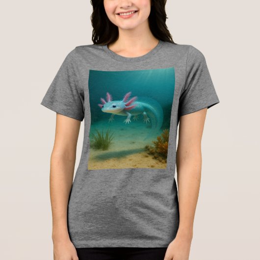 Onderwaterwonder: de Axolotl Tri-Blend Shirt (Voorkant)