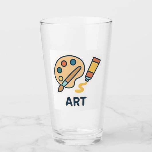 Onderwerp van de kunst – Paint Palette & Brush Glas (Voorkant)