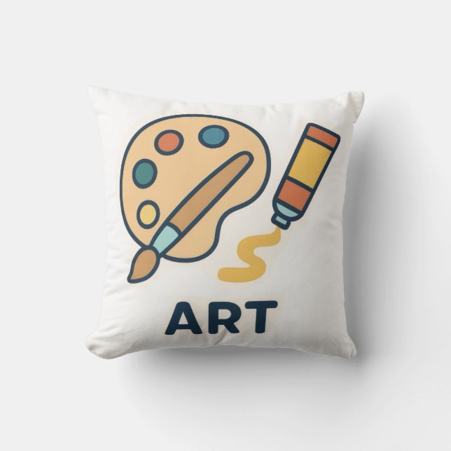 Onderwerp van de kunst – Paint Palette & Brush Kussen (Voorkant)