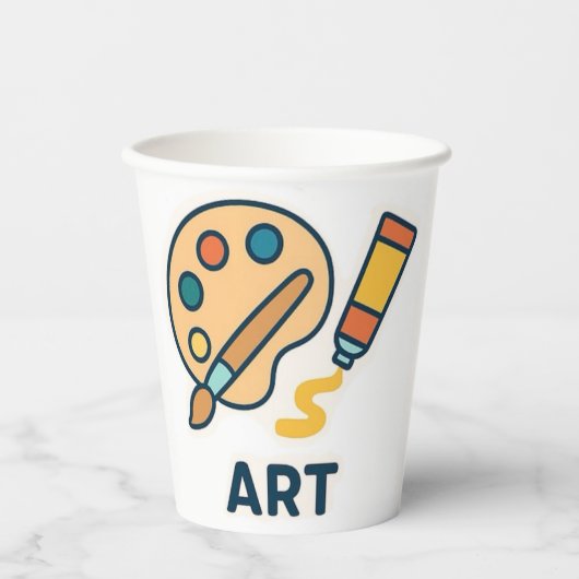 Onderwerp van de kunst – Paint Palette & Brush Papieren Bekers (Voorkant)