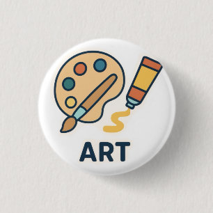 Onderwerp van de kunst – Paint Palette & Brush Ronde Button 3,2 Cm