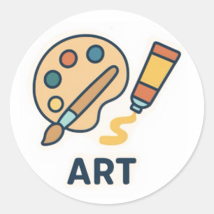 Onderwerp van de kunst – Paint Palette & Brush Ronde Sticker
