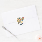 Onderwerp van de kunst – Paint Palette & Brush Ronde Sticker (Envelop)