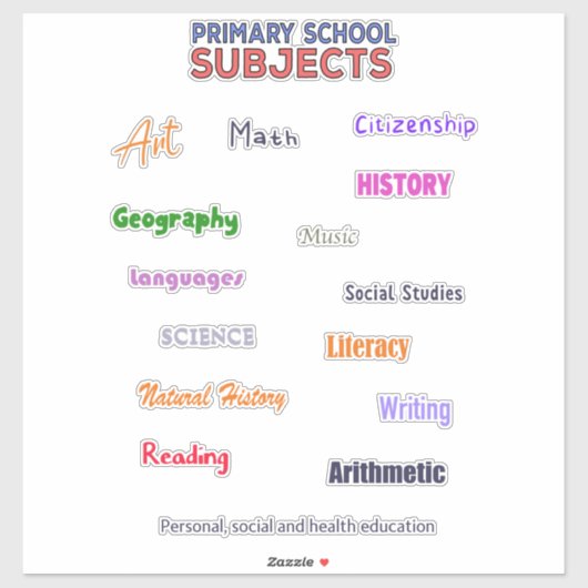 Onderwerpen voor de basisschool sticker (Vel)