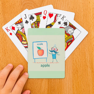 Onderwijs Cartoon Appel Leuk Leren Alfabet Kunst Pokerkaarten
