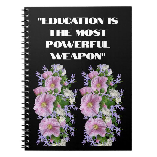 Onderwijs citaten Aangepaste Bloem Foto tekst Spir Notitieboek (Voorkant)