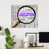 Onderwijs Concept Vergrootglas Woordwolk Poster (Thuiskantoor)