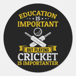 Onderwijs Is Belangrijk Maar Cricket Spelen Is Bel Ronde Sticker